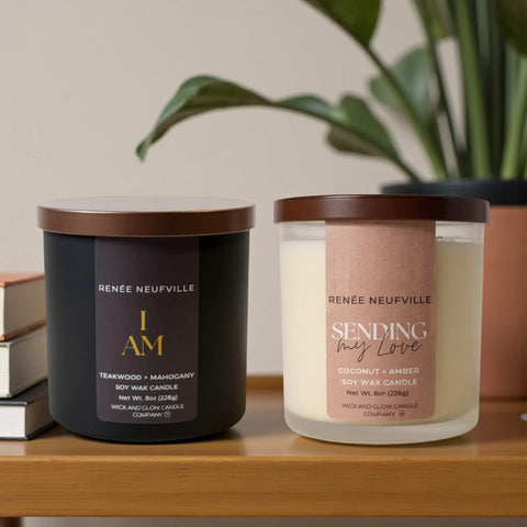 Hand-Poured Love Scented Candle Trio – Coconut Amber, Patchouli Palo Santo, Teakwood Mahogany | Made in USA Wick and Glow Candle Company™  Candles