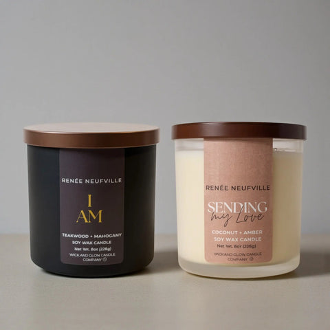 Hand-Poured Love Scented Candle Trio – Coconut Amber, Patchouli Palo Santo, Teakwood Mahogany | Made in USA Wick and Glow Candle Company™  Candles