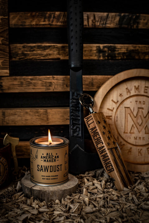 Hand-Poured Sawdust Scented Soy Wax Candle 8 Oz – Rustic Woodshop Scented Home Fragrance | Made in USA All American Maker  Candle