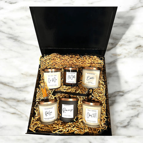 Hand-Poured Soy Wax Candle Gift Set 8.5 oz Six Scents – Luxury Home Fragrances Box | Made in USA Wick and Glow Candle Company™  Candles
