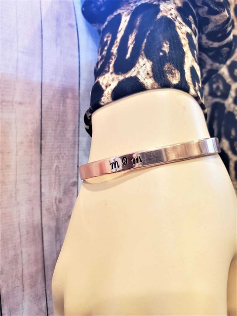 Hand-Stamped Mom Copper Cuff Bracelet – Adjustable 16-Gauge Bangle | Made in USA Alexa Martha Designs  Bangles /Bracelets