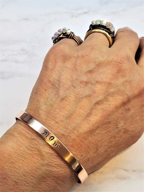 Hand-Stamped Mom Copper Cuff Bracelet – Adjustable 16-Gauge Bangle | Made in USA Alexa Martha Designs  Bangles /Bracelets