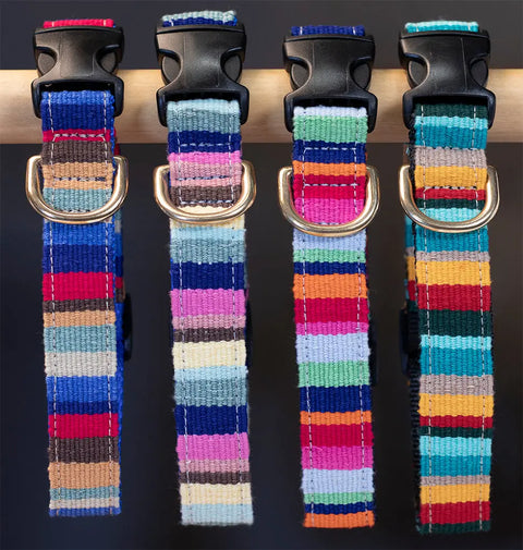Hand-Woven Beach Pattern Side-Release Dog Collar – Durable Nylon with Brass Hardware | Made in USA Auburn Leathercrafters  item