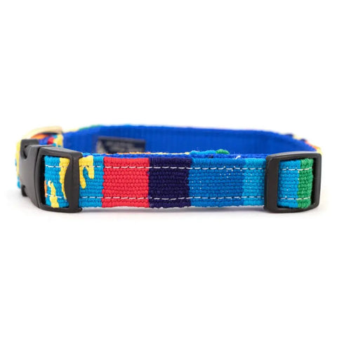 Hand-Woven Colorful Side-Release Dog Collar – Durable Nylon Webbing | Made in USA – Fiesta Pattern Auburn Leathercrafters  item