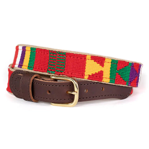 Hand-Woven Cotton and Leather Belt 1-1/4 Inch Wide – Durable Brass Buckle | Made in USA Auburn Leathercrafters  item