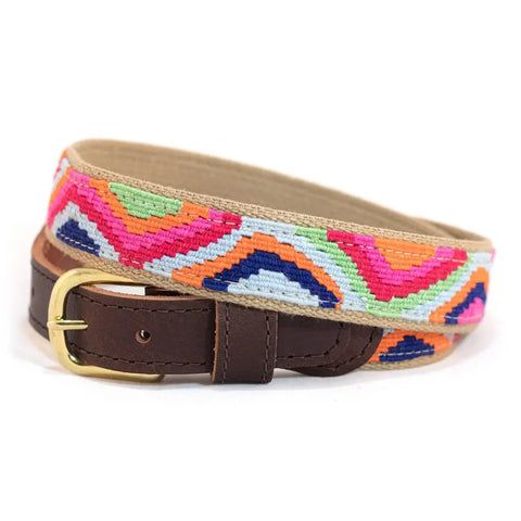 Hand-Woven Cotton and Leather Belt – 1-1/4 Inch Wide Casual Wear – Auburn Leathercrafters | Made in USA Auburn Leathercrafters  item