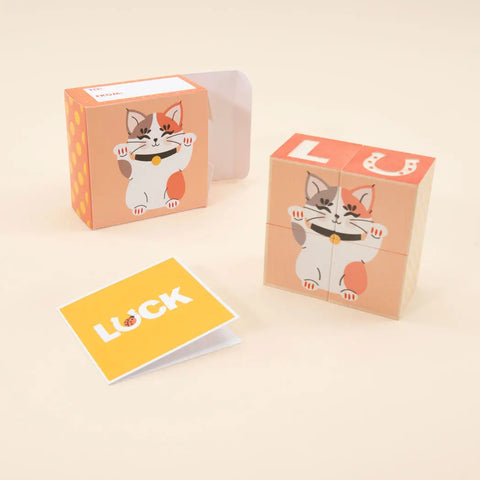 Handcrafted 1.75 Inch Wooden Maneki Neko Luck, Cat Puzzle for Kids Ages 2+ | Made in USA Uncle Goose  Decor