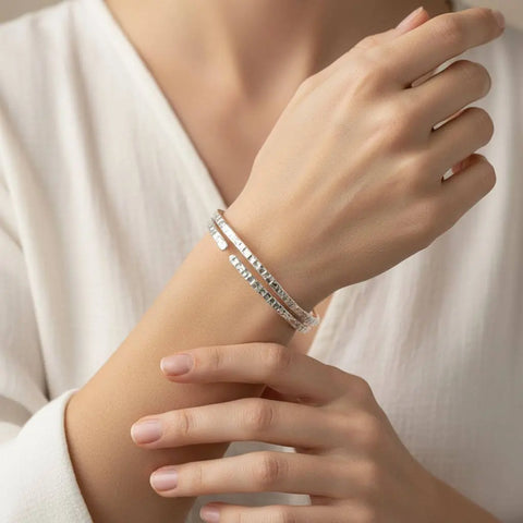 Handcrafted 10 Gauge Sterling Silver Hammered Open Bangle Bracelet – Adjustable | Made in USA Alexa Martha Designs  Bangle