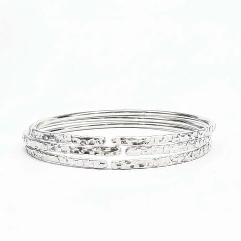 Handcrafted 10 Gauge Sterling Silver Hammered Open Bangle Bracelet – Adjustable | Made in USA Alexa Martha Designs  Bangle