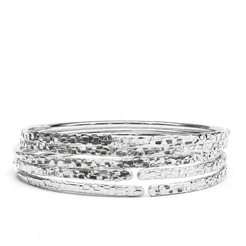 Handcrafted 10 Gauge Sterling Silver Hammered Open Bangle Bracelet – Adjustable | Made in USA Alexa Martha Designs  Bangle