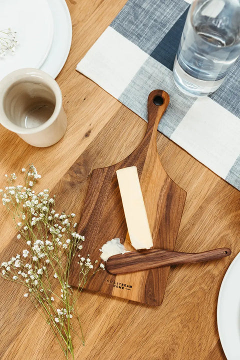 Handcrafted 13 Inch Wooden Cheese Board With 7.5 Inch Spreader – Food Safe Finish | Made in USA Millstream Home  Kitchen + Dining
