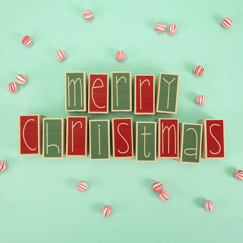 Handcrafted 14-Piece Merry Christmas Letter Blocks – 3.5 Inch Basswood Decor | Made in USA by Uncle Goose Uncle Goose  Decor