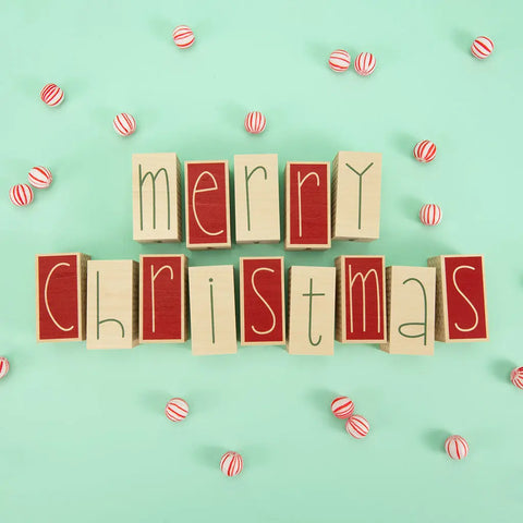 Handcrafted 14-Piece Merry Christmas Letter Blocks – 3.5 Inch Basswood Decor | Made in USA by Uncle Goose Uncle Goose  Decor