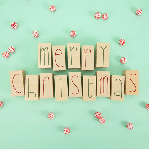 Handcrafted 14-Piece Merry Christmas Letter Blocks – 3.5 Inch Basswood Decor | Made in USA by Uncle Goose Uncle Goose  Decor