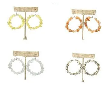 Handcrafted 2.5 Inch Large Gemstone Chip Hoop Earrings – Sterling Silver Accent | Made in USA Michelle Marie Boutique  Earrings