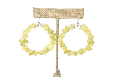 Handcrafted 2.5 Inch Large Gemstone Chip Hoop Earrings – Sterling Silver Accent | Made in USA Michelle Marie Boutique  Earrings