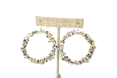 Handcrafted 2.5 Inch Large Gemstone Chip Hoop Earrings – Sterling Silver Accent | Made in USA Michelle Marie Boutique  Earrings