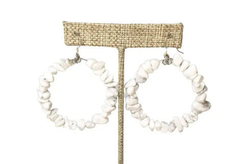 Handcrafted 2.5 Inch Large Gemstone Chip Hoop Earrings – Sterling Silver Accent | Made in USA Michelle Marie Boutique  Earrings