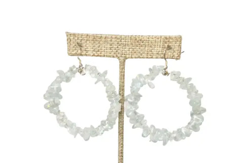 Handcrafted 2.5 Inch Large Gemstone Chip Hoop Earrings – Sterling Silver Accent | Made in USA Michelle Marie Boutique  Earrings