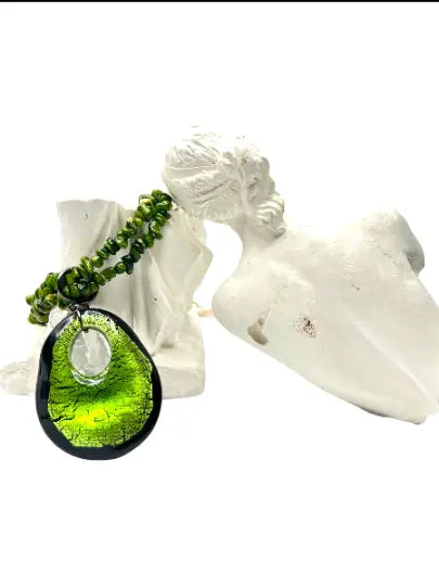 Handcrafted 20 Inch Green Murano Glass Pendant Necklace – Double Jasper Strand | Made in USA by Michelle Marie Boutique Michelle Marie Boutique  Necklace