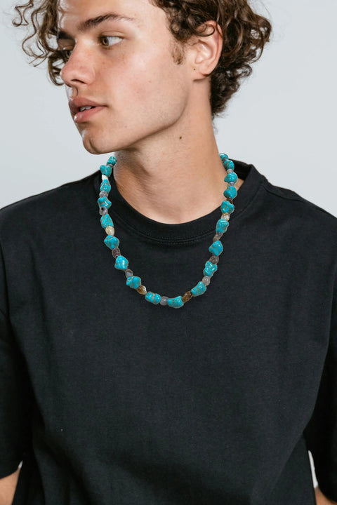 Handcrafted 20 Inch Turquoise Stone Necklace for Men – Southwestern Style Jewelry | Made in USA Michelle Marie Boutique  Necklace