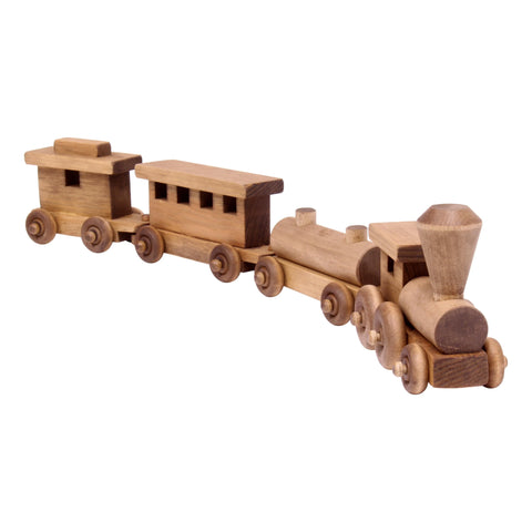Handcrafted 24 Inch Wooden Toy Train Set – Solid Pine Kids Play Train with Rolling Wheels | Made in USA Amish Toy Box  Wooden Toys,Trains, Trucks and Things