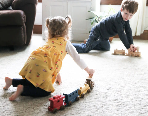 Handcrafted 24 Inch Wooden Toy Train Set – Solid Pine Kids Play Train with Rolling Wheels | Made in USA Amish Toy Box  Wooden Toys,Trains, Trucks and Things