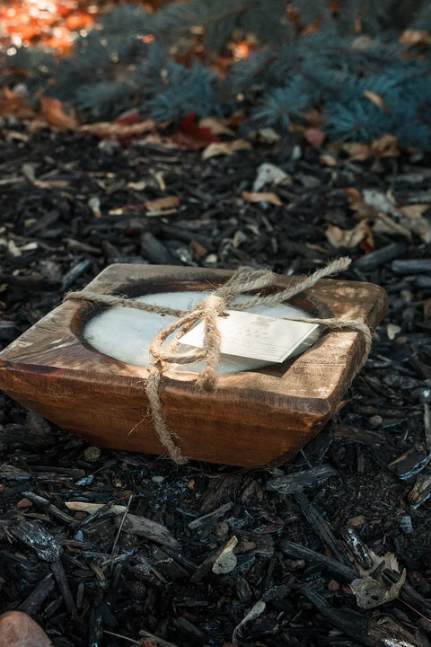 Handcrafted 3-Wick Square Dough Bowl Candle – Soy Wax | Made in USA | Natural & Antique White Finish Shanti + Tula  Home Decor