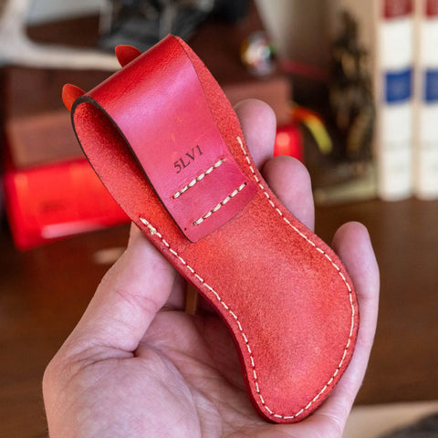 Handcrafted 5 Inch Red Leather Tool Holster – Durable Knipex Pliers Sheath | Made in USA KC Laser Co 