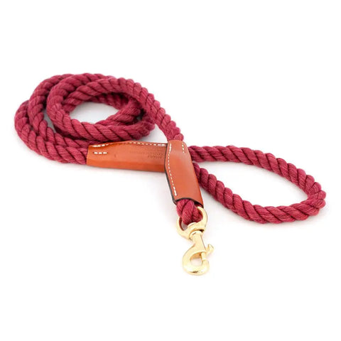 Handcrafted 6 Ft Cotton Rope Dog Leash – Soft Durable Natural Fiber with Leather Accents | Made in USA Auburn Leathercrafters  item
