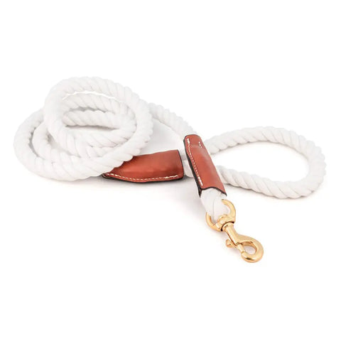 Handcrafted 6 Ft Cotton Rope Dog Leash – Soft Durable Natural Fiber with Leather Accents | Made in USA Auburn Leathercrafters  item