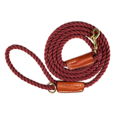 Handcrafted 6 Ft Cotton Rope Dog Leash – Soft Durable Natural Fiber with Leather Accents | Made in USA Auburn Leathercrafters  item