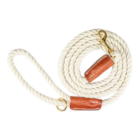 Handcrafted 6 Ft Cotton Rope Dog Leash – Soft Durable Natural Fiber with Leather Accents | Made in USA Auburn Leathercrafters  item