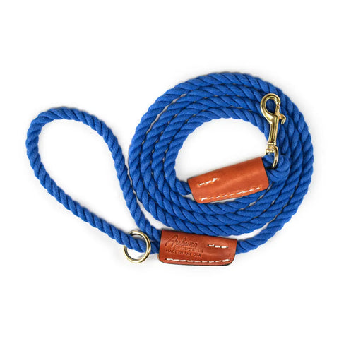 Handcrafted 6 Ft Cotton Rope Dog Leash – Soft Durable Natural Fiber with Leather Accents | Made in USA Auburn Leathercrafters  item