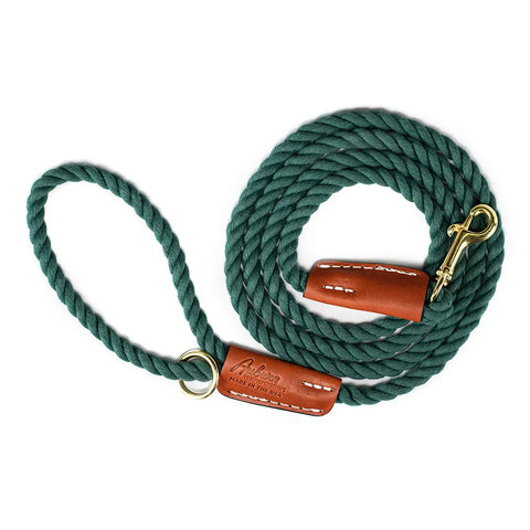 Handcrafted 6 Ft Cotton Rope Dog Leash – Soft Durable Natural Fiber with Leather Accents | Made in USA Auburn Leathercrafters  item