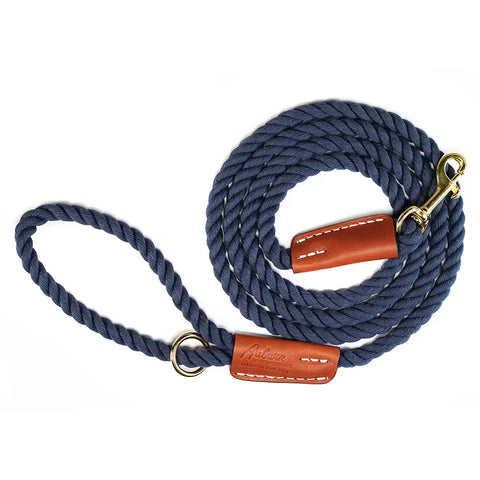 Handcrafted 6 Ft Cotton Rope Dog Leash – Soft Durable Natural Fiber with Leather Accents | Made in USA Auburn Leathercrafters  item