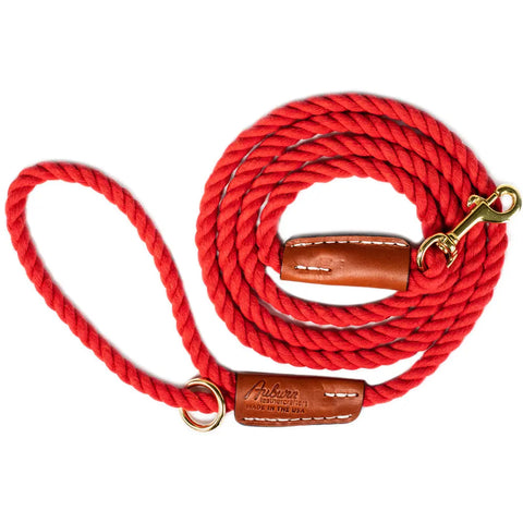 Handcrafted 6 Ft Cotton Rope Dog Leash – Soft Durable Natural Fiber with Leather Accents | Made in USA Auburn Leathercrafters  item