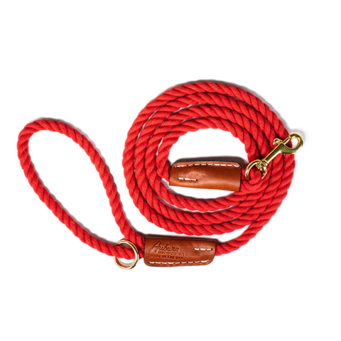 Handcrafted 6 Ft Cotton Rope Dog Leash – Soft Durable Natural Fiber with Leather Accents | Made in USA Auburn Leathercrafters  item