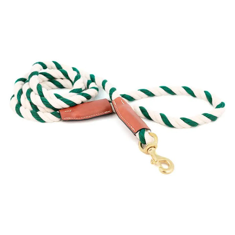Handcrafted 6 Ft Cotton Rope Dog Leash – Soft Durable Natural Fiber with Leather Accents | Made in USA Auburn Leathercrafters  item