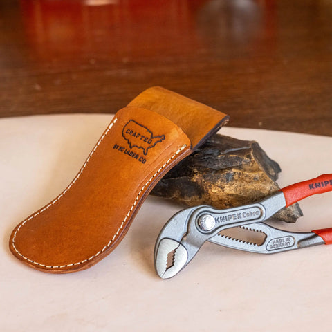 Handcrafted 6 Inch Leather Tool Holster – Veg-Tanned Pliers Sheath with Durable Cowhide | Made in USA KC Laser Co 