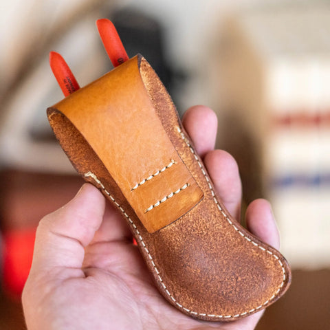 Handcrafted 6 Inch Leather Tool Holster – Veg-Tanned Pliers Sheath with Durable Cowhide | Made in USA KC Laser Co 