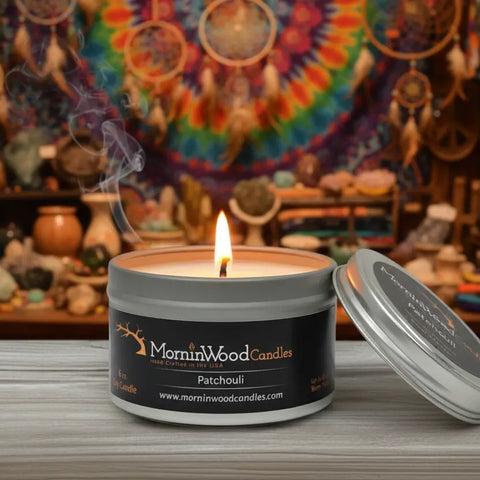 Handcrafted 6 oz Soy Patchouli Candle – Natural Aromatherapy Scent – MorninWood Candles | Made in USA MorninWood Candles  Candles