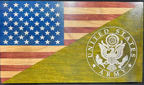Handcrafted 6.25 Inch Wooden Army Desktop Flag – Laser Engraved Military Decor | Made in USA American Grains LLC 