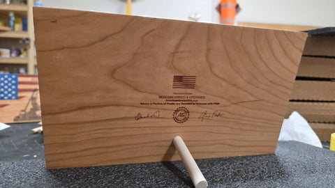 Handcrafted 6.25 Inch Wooden Marine Corps Desktop Flag – Laser Engraved Military Decor | Made in USA American Grains LLC 