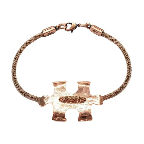 Handcrafted 7.5 Inch Copper Puzzle Piece Viking Knit Autism Awareness Bracelet – Montana Made Alexa Martha Designs  Bracelet