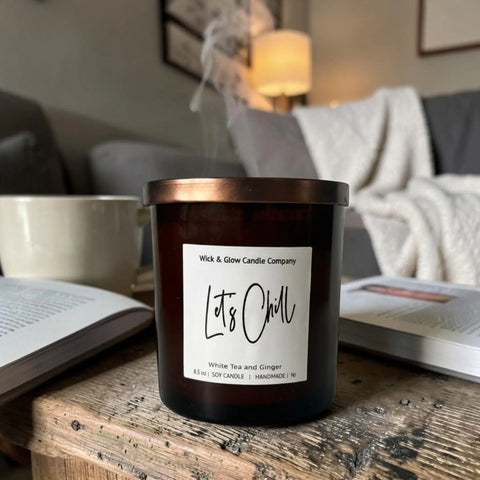 Handcrafted 8.5 oz Luxury Scented Soy Wax Candle with Bergamot Notes - Wick and Glow Brand | Made in USA Wick and Glow Candle Company™  Candles
