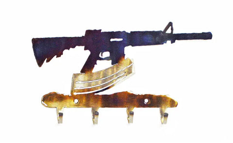 Handcrafted AR-15 Metal Key Holder – Rustic Heat-Treated Finish | Wall Mounted Organizer Made in USA Knights Home Decor  item