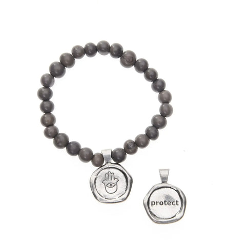 Handcrafted Acai Berry Seed Bracelet With Customizable Pewter Wax Seal Charm – Made in USA – Eco-Friendly Jewelry Accessory Whitney Howard Designs  Wax Seals Acai Seeds of Life