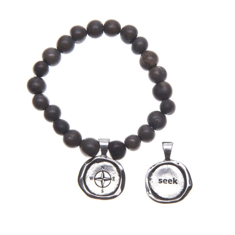 Handcrafted Acai Berry Seed Bracelet With Inspirational Pewter Wax Seal Charm – Unique Natural Dye – Made in USA Whitney Howard Designs  Wax Seals Acai Seeds of Life