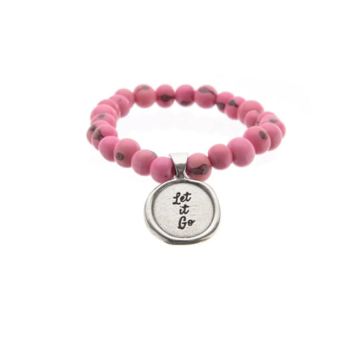 Handcrafted Acai Berry Seed Bracelet With Wax Seal Charm – Hot Pink Beaded Accessory | Made in USA Whitney Howard Designs  Wax Seals Acai Seeds of Life